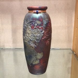 Starry night raku pottery